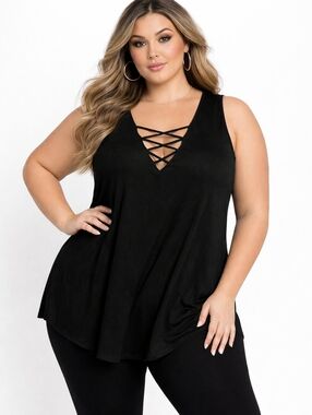 American Rag‎ criss cross trapeze top.3C